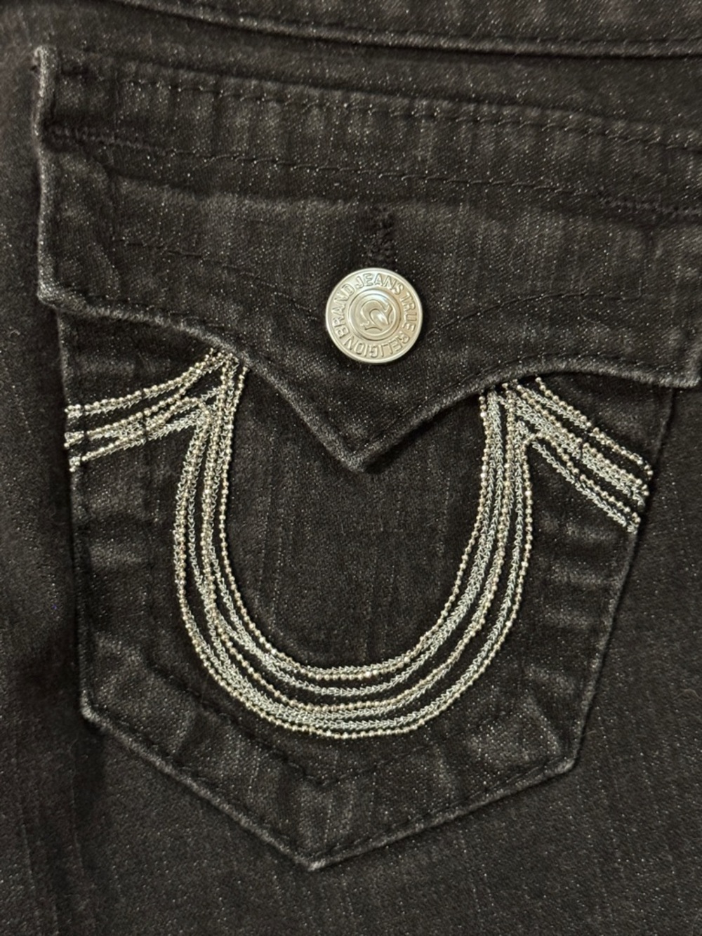 True Religion Women's Black Skinny Jeans with Contrast Pocket Stitching